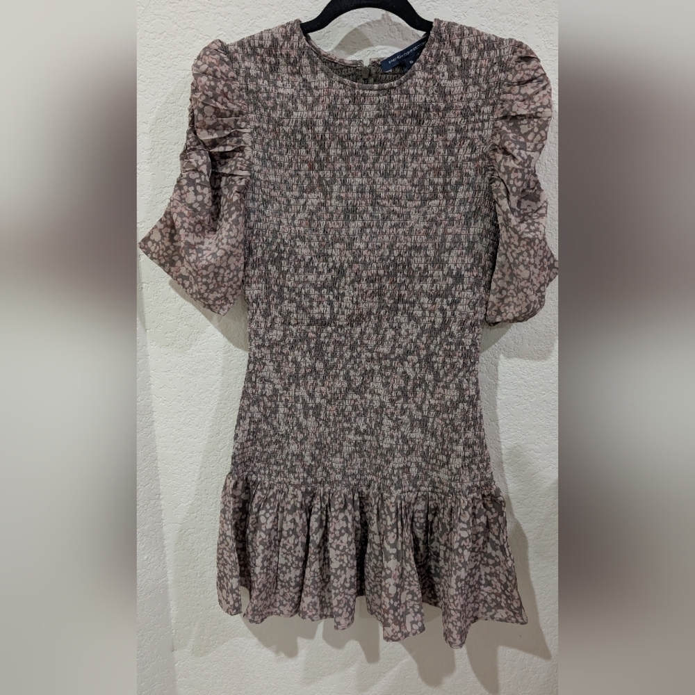 NWOT French Connection Erika Smocked Dropped Waist Mini Dress - Picture 2 of 10